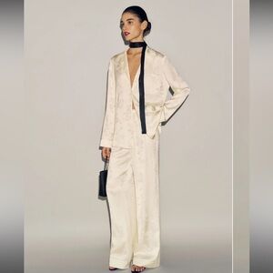 Reformation Cream Wide-Leg Satin Pajama Set